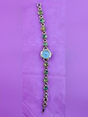 Women's Iridescent Abalone Link Watch - White Dial